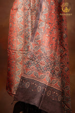 Ushraa - Madder Rust Ajrakh Tussar Silk Suit Set