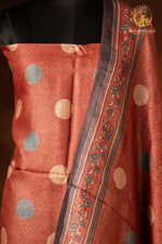 Ushraa - Burnt Madder Rust Ajrakh Tussar Silk Suit Set