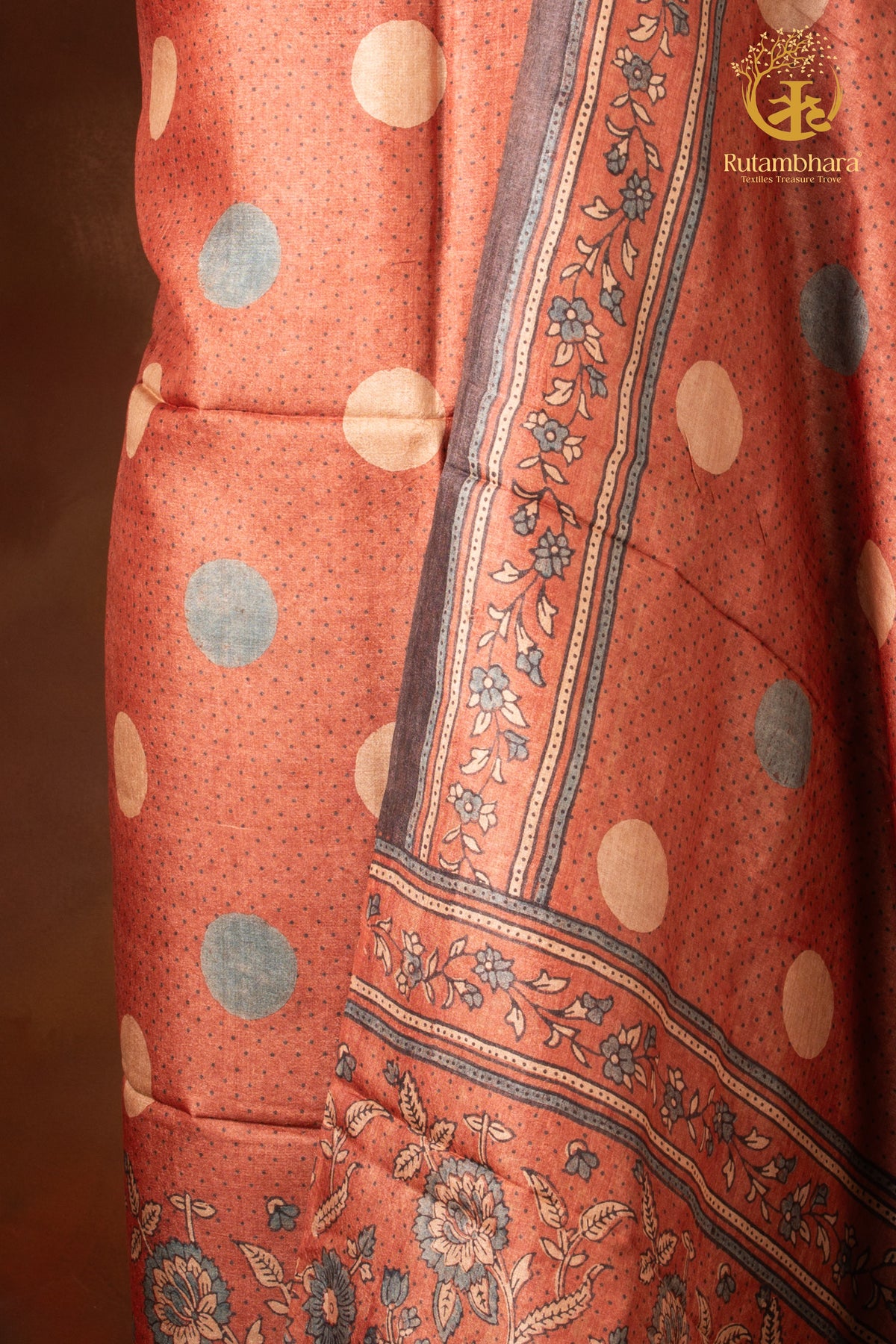 Ushraa - Burnt Madder Rust Ajrakh Tussar Silk Suit Set