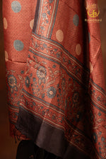 Ushraa - Burnt Madder Rust Ajrakh Tussar Silk Suit Set