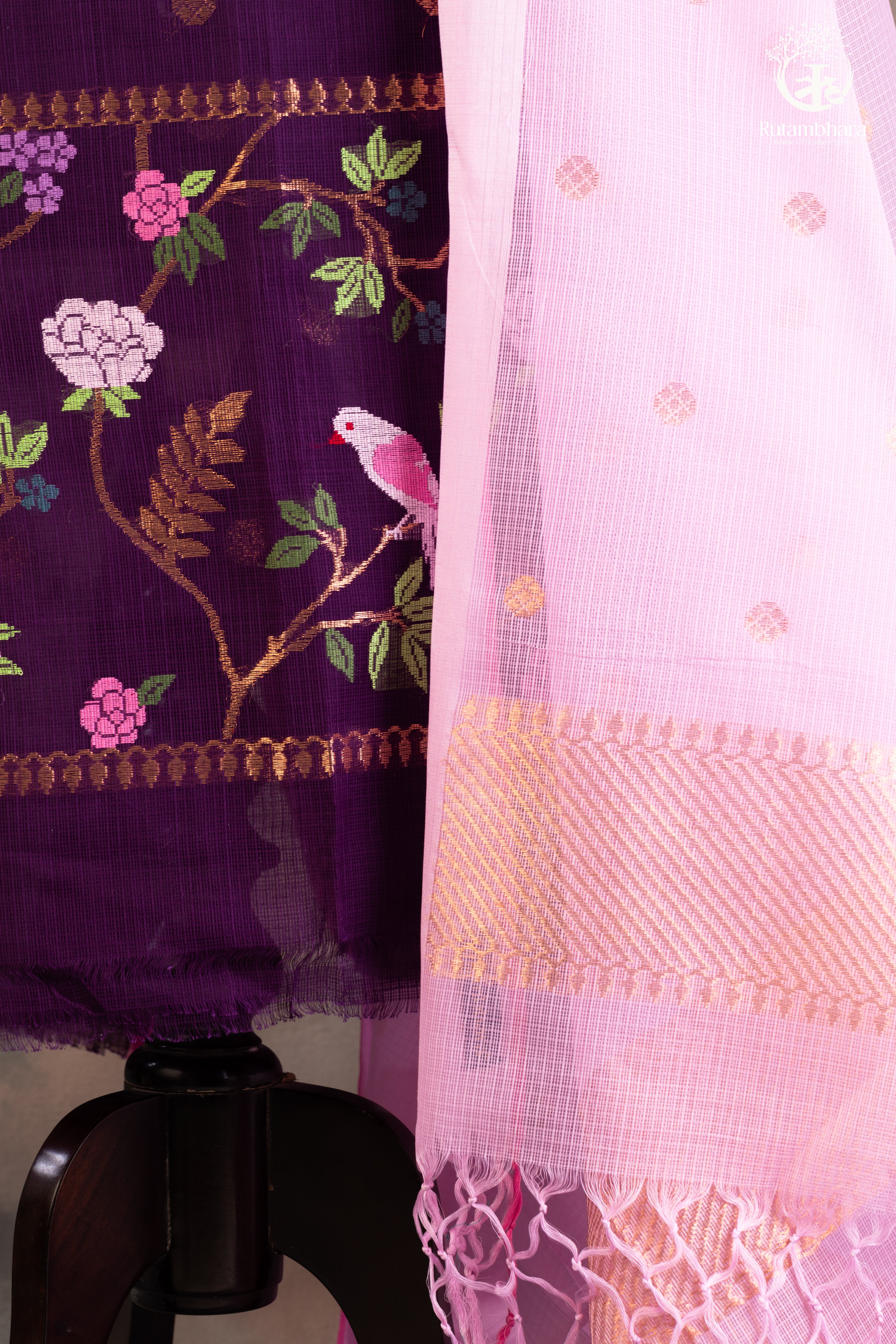 Doria Suit Set with Bird & Floral Embroidery