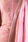 Noushk - Pastel Pink Handwoven Pure Katan Silk Banarasi Suit