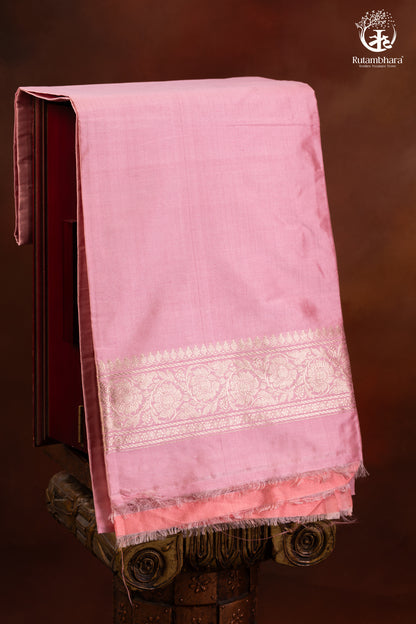 Noushk - Pastel Pink Handwoven Pure Katan Silk Banarasi Suit-RUTAMBHARA-RUTAMBHARA