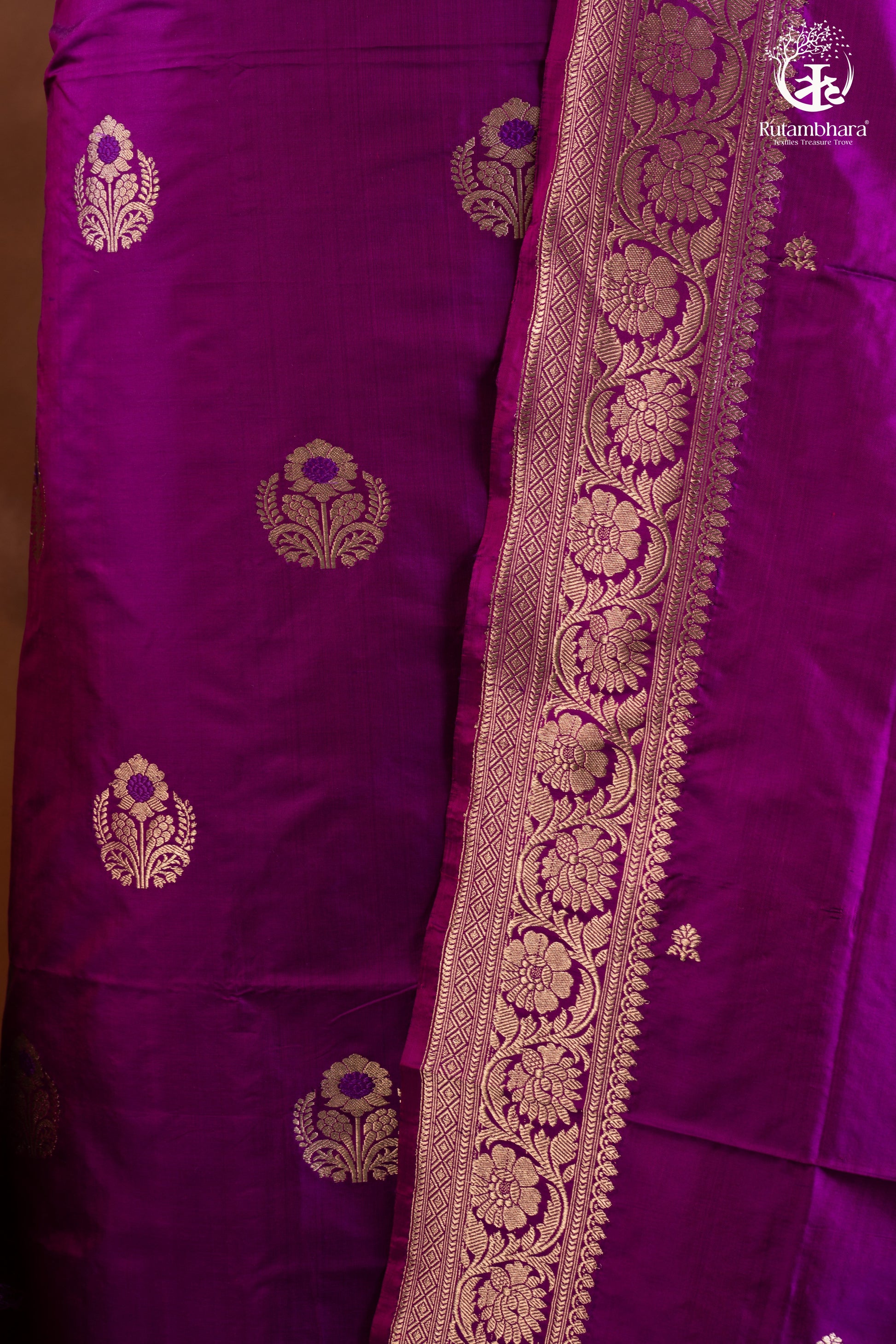 "Noushk - Purple Meenakari Buta Handwoven Pure Katan Silk Banarasi Full Suit "-RUTAMBHARA-RUTAMBHARA