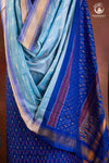 Royal Blue Ikat Handwoven Suit Set with Light Blue Dupatta