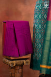 Teal Ikat Silk Cotton Suit Set with Magenta Dupatta