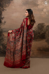 Ushraa - Regal Deep Red Maroon Ajrakh Elegance in Modal Silk