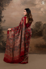 Ushraa - Regal Deep Red Maroon Ajrakh Elegance in Modal Silk-RUTAMBHARA-RUTAMBHARA