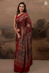 Ushraa - Regal Deep Red Maroon Ajrakh Elegance in Modal Silk