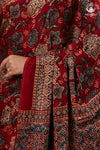 Ushraa - Regal Deep Red Maroon Ajrakh Elegance in Modal Silk