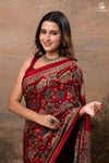 Ushraa - Regal Deep Red Maroon Ajrakh Elegance in Modal Silk