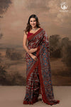 Ushraa - Red & Indigo Symphony – Ajrakh Print With Gold Zari Border