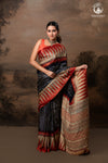 Ushraa - Radiant Red Indigo  Ajrakh and Bandhej Modal Silk Saree