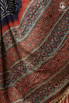 Ushraa - Radiant Red Indigo  Ajrakh and Bandhej Modal Silk Saree