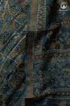 Ushraa - Indigo Ajrakh Kota Silk Cotton Saree with Subtle Zari Border