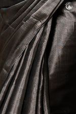Swarvi - Silver Noir Handwoven Chanderi Tissue Saree-RUTAMBHARA-RUTAMBHARA