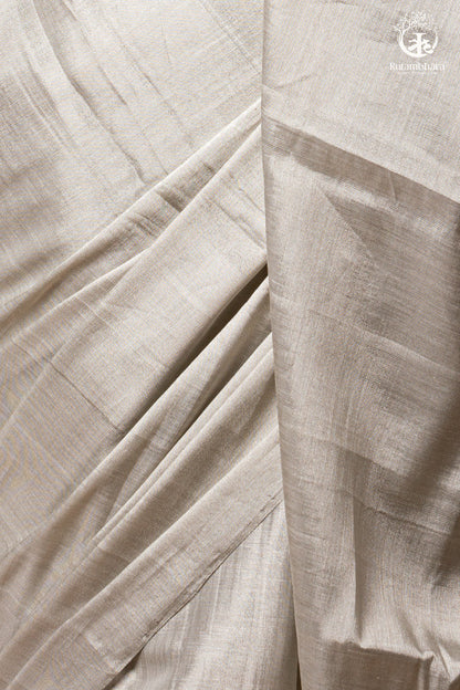 Swarvi - Silver Zari Handwoven Chanderi Tissue Saree-RUTAMBHARA -RUTAMBHARA