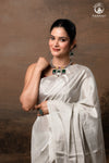 Swarvi - Silver Zari Handwoven Chanderi Tissue Saree