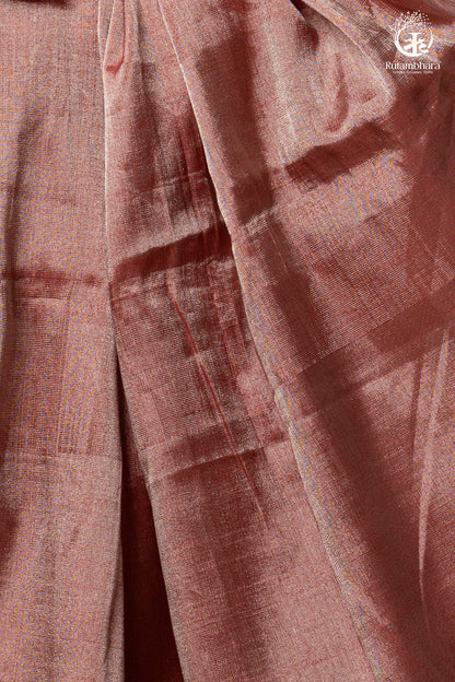 Swarvi - Argent Rouge Handwoven Chanderi Tissue Saree-RUTAMBHARA -RUTAMBHARA