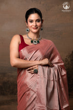Swarvi - Argent Rouge Handwoven Chanderi Tissue Saree-RUTAMBHARA -RUTAMBHARA