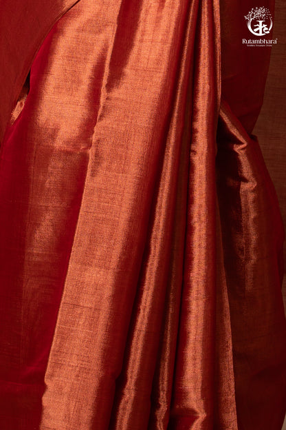 Swarvi - Copper Rouge Handwoven Chanderi Tissue Saree-RUTAMBHARA-RUTAMBHARA