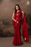 Swarvi - Metallic Rouge Handwoven Chanderi Tissue Saree