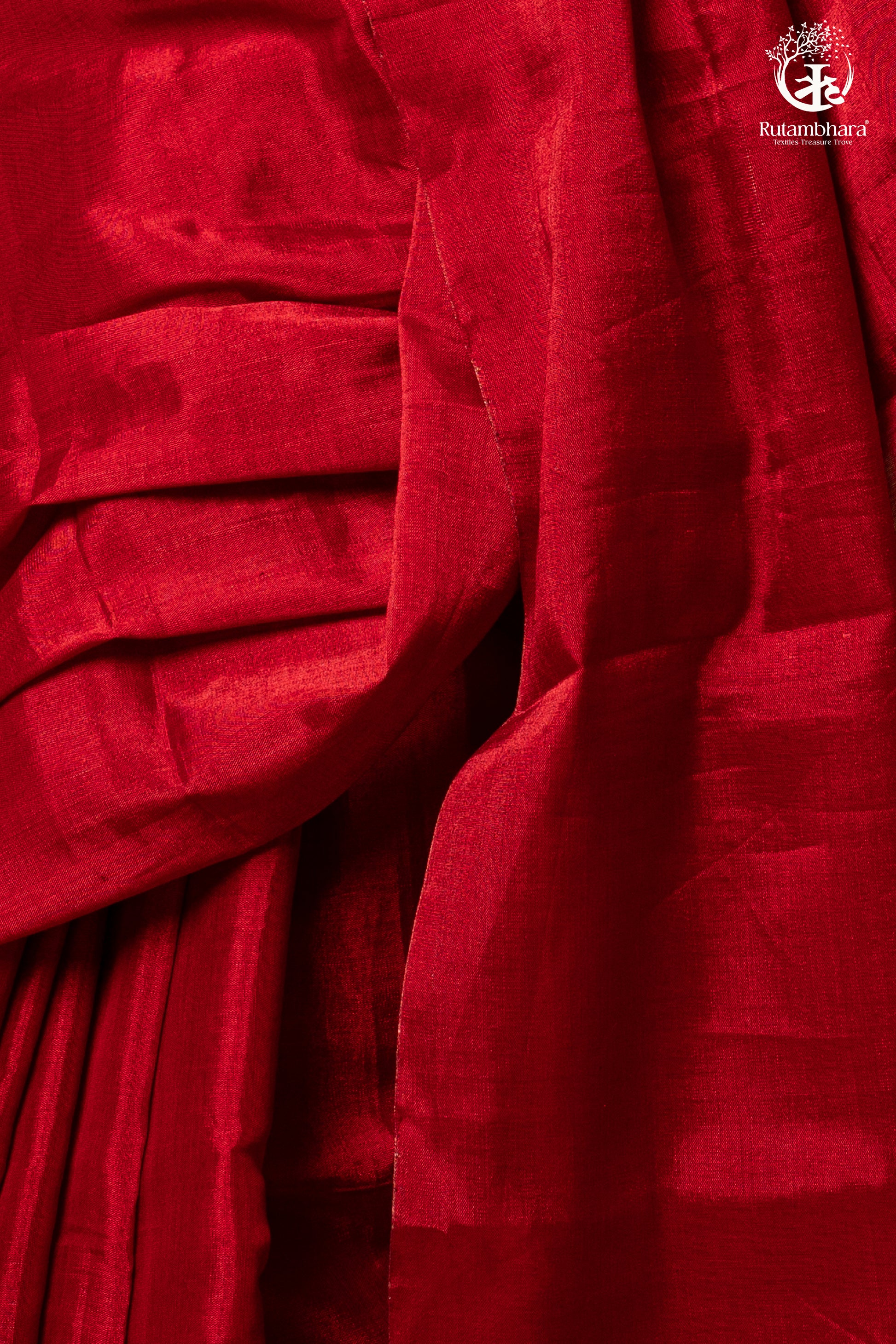 Swarvi - Metallic Rouge Handwoven Chanderi Tissue Saree-RUTAMBHARA-RUTAMBHARA
