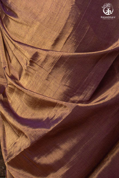 Swarvi - Purple Gold Handwoven Chanderi Tissue Saree-RUTAMBHARA-RUTAMBHARA