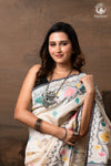Off-White Handwoven Jamdani Tussar Silk Saree