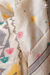 Off-White Handwoven Jamdani Tussar Silk Saree