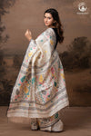 Off-White Handwoven Jamdani Tussar Silk Saree