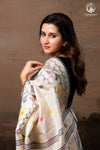 Off-White Handwoven Jamdani Tussar Silk Saree