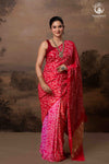 Radiant Tradition: Gajji Silk Bandhani Saree in Red & Pink
