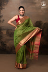 RAASTA - GREEN WITH DEEP PINK SELVEDGE AND GOLD ZARI CHATAI BORDER