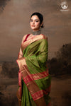 RAASTA - GREEN WITH DEEP PINK SELVEDGE AND GOLD ZARI CHATAI BORDER