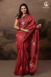 Pure Tussar Silk Saree - Dark Red