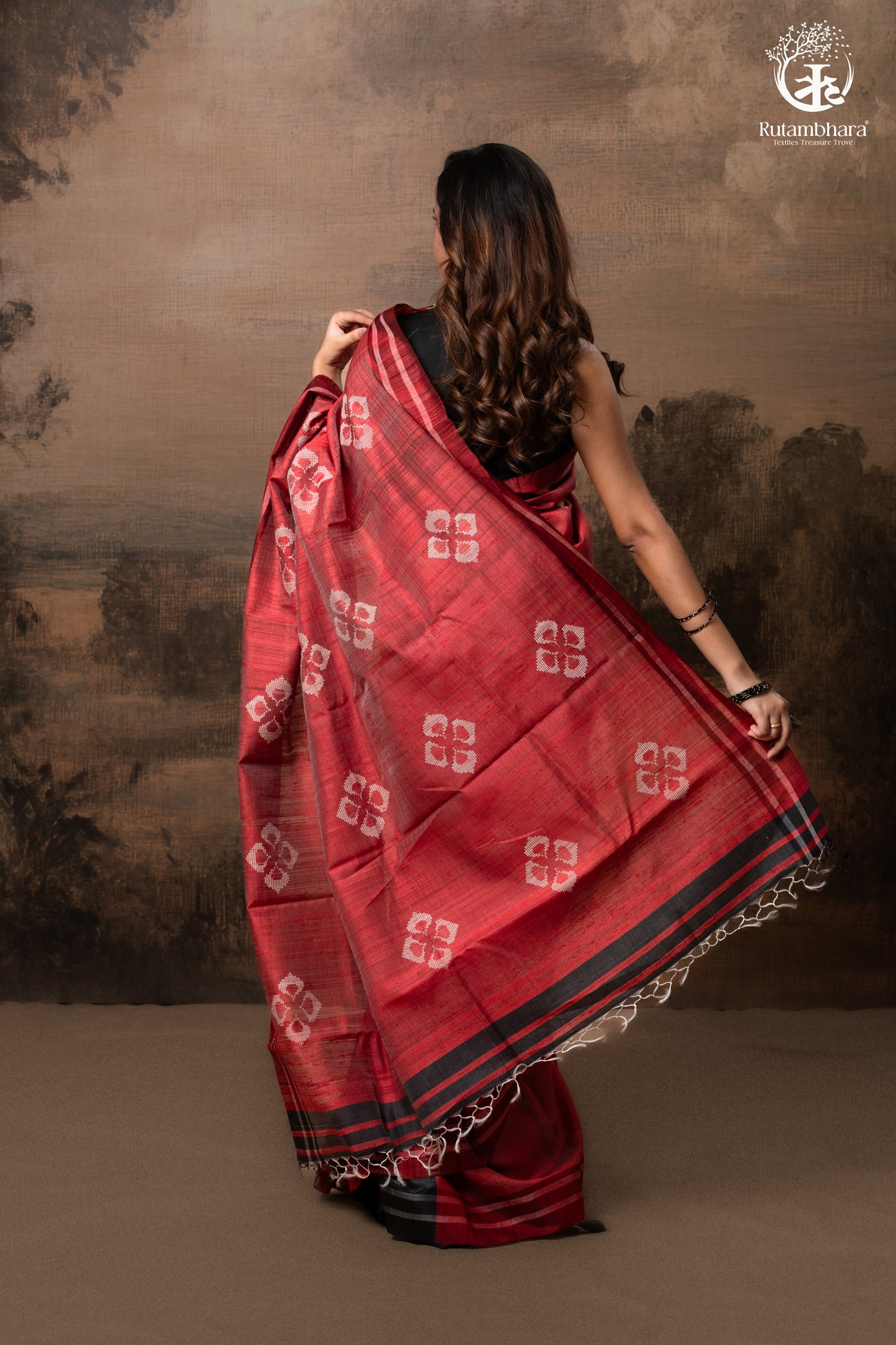 Pure Tussar Silk Saree - Dark Red