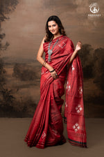 Pure Tussar Silk Saree - Dark Red-Rutambhara-RUTAMBHARA