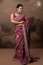 SAMBALPURI IKAT NATURAL DYES SAREE IN PURE SILK -4/3 PLY PURE MULBERRY SILK - ONION PINK-RUTAMBHARA-RUTAMBHARA