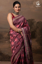 SAMBALPURI IKAT NATURAL DYES SAREE IN PURE SILK -4/3 PLY PURE MULBERRY SILK - ONION PINK-RUTAMBHARA-RUTAMBHARA