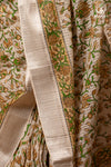 SIYAHI - BEIGE HANDWOVEN HAND BLOCK PRINTED GOLD ZARI BORDER COTTON SAREE