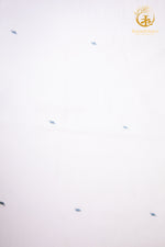 KEESHA - Indigo Border White Jamdani Fabric - Per Metre