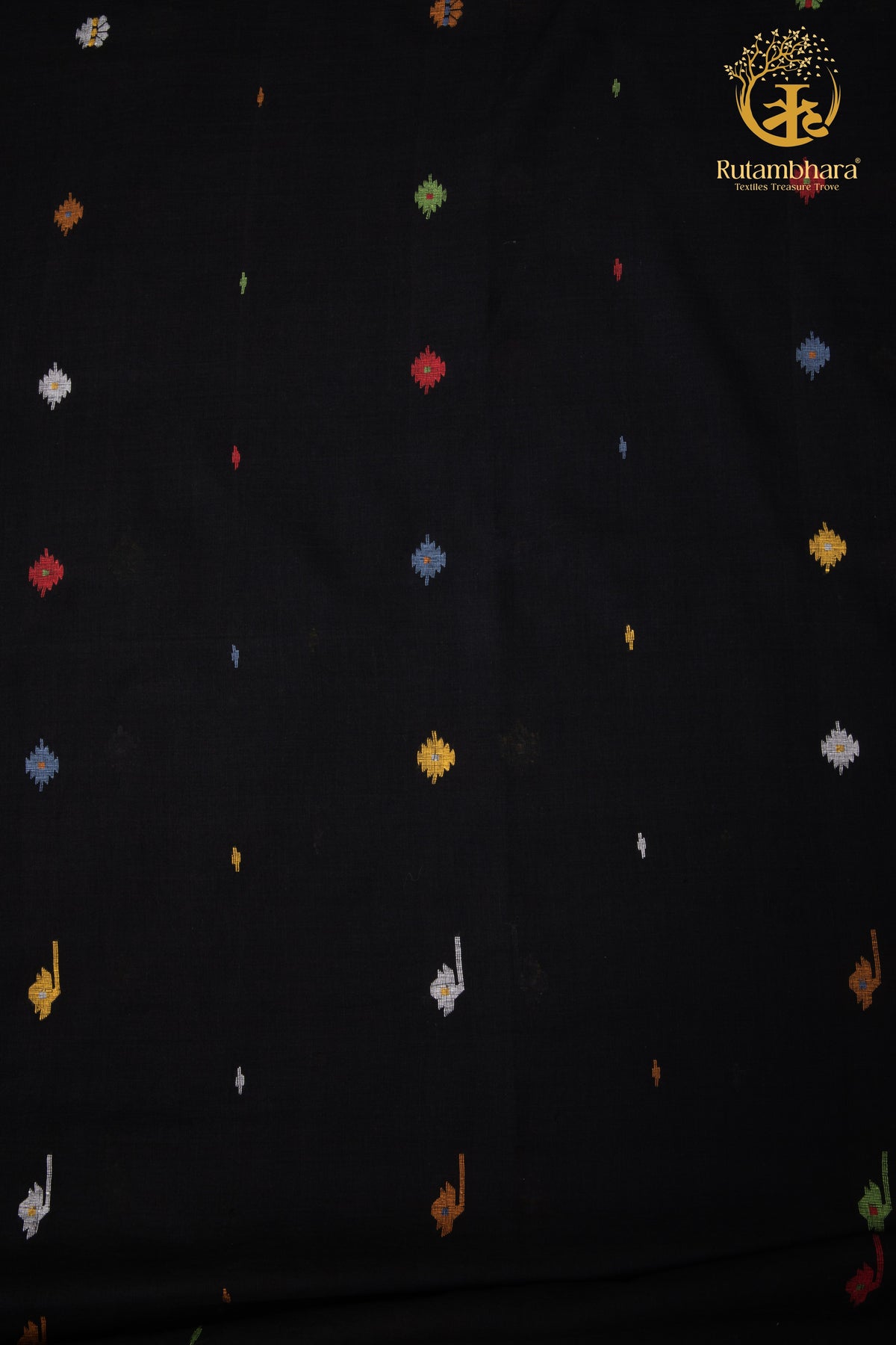 KEESHA - Midnight Black Stillness Jamdani Fabric Per Metre