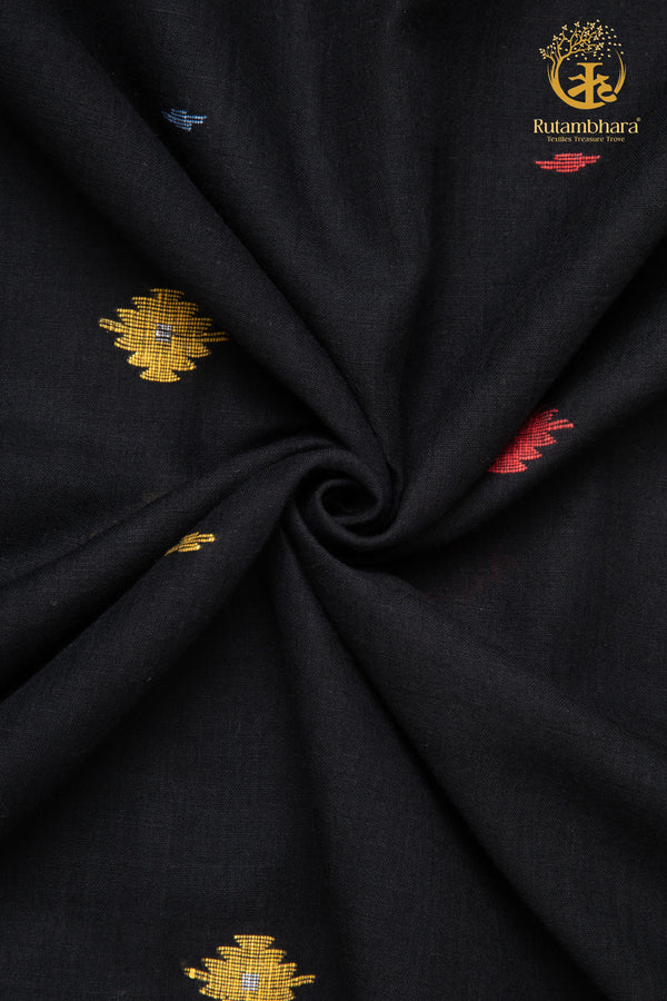 KEESHA - Midnight Black Stillness Jamdani Fabric Per Metre