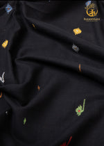 KEESHA - Midnight Black Stillness Jamdani Fabric Per Metre