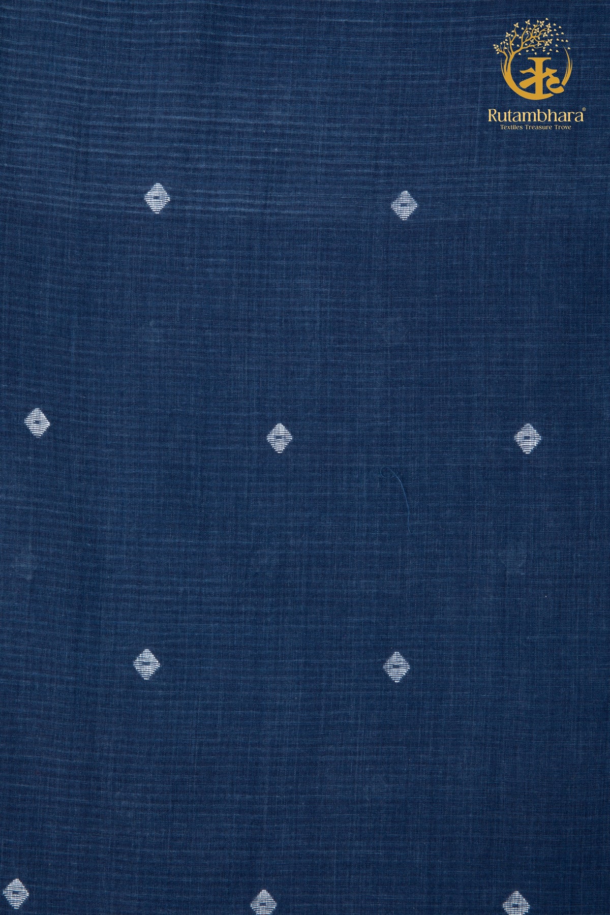 KEESHA - Indigo Jamdani White Diamond Buta Fabric - Per Metre