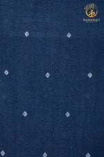 KEESHA - Indigo Jamdani White Diamond Buta Fabric - Per Metre