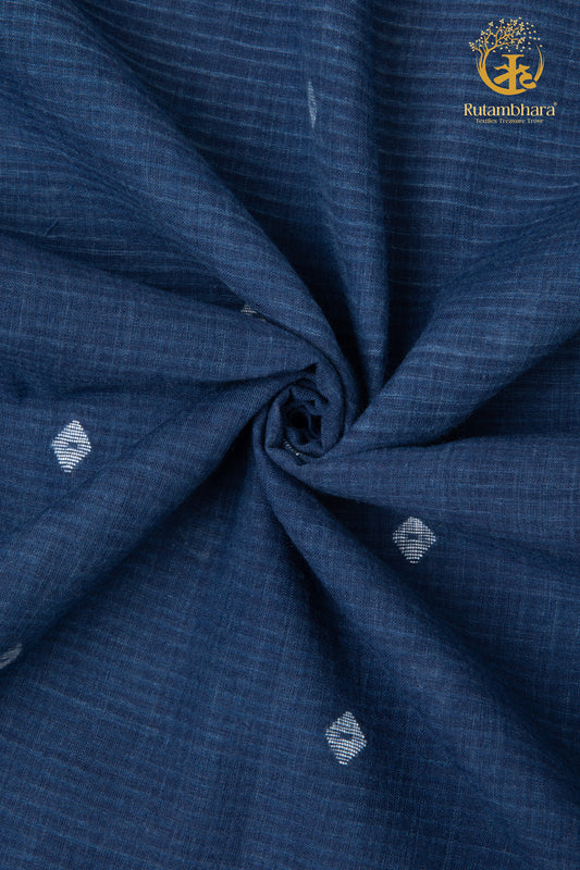 KEESHA - Indigo Field Essential White Buta – Jamdani Khadi Fabric