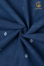 KEESHA - Indigo Jamdani White Diamond Buta Fabric - Per Metre