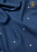KEESHA - Indigo Jamdani White Diamond Buta Fabric - Per Metre